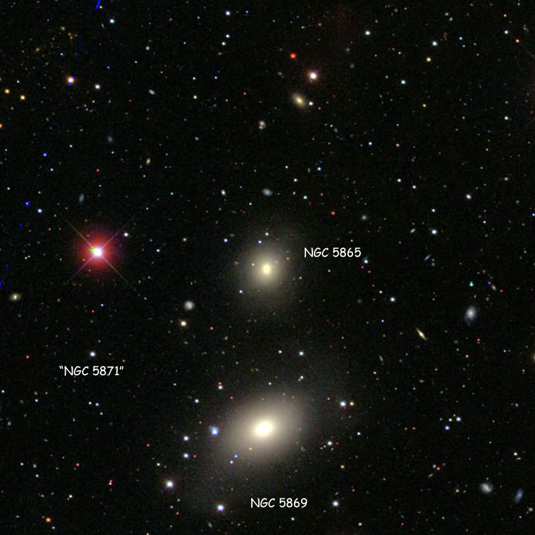 SDSS image of region near lenticular galaxies NGC 5865 and 5869