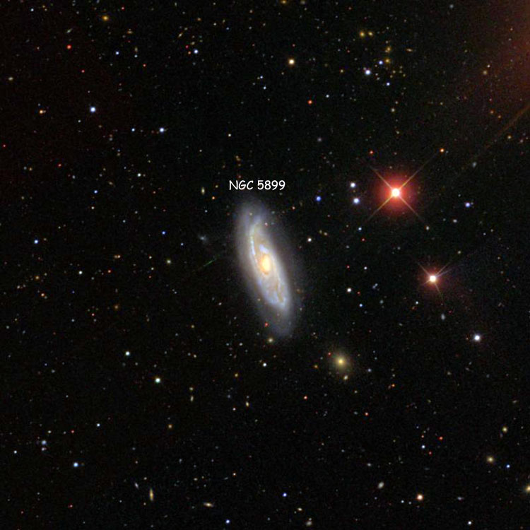 SDSS image of region near spiral galaxy NGC 5899