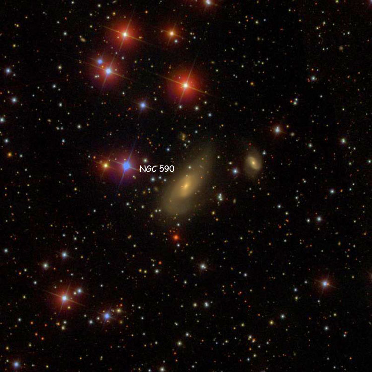 SDSS image of region near lenticular galaxy NGC 590