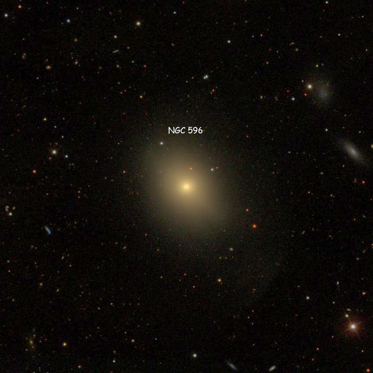 SDSS image of region near elliptical galaxy NGC 596