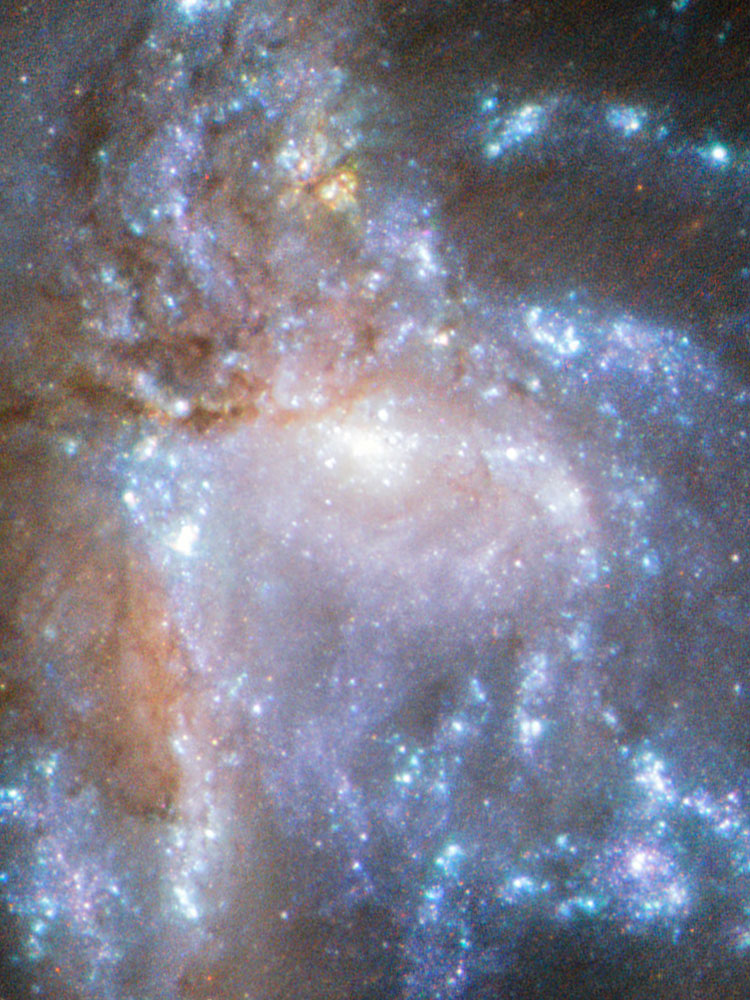 HST image of the core of colliding galaxy pair NGC 6052, also known as Arp 209