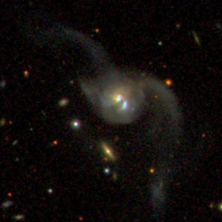SDSS image of the pair of colliding spiral galaxies listed as NGC 6090