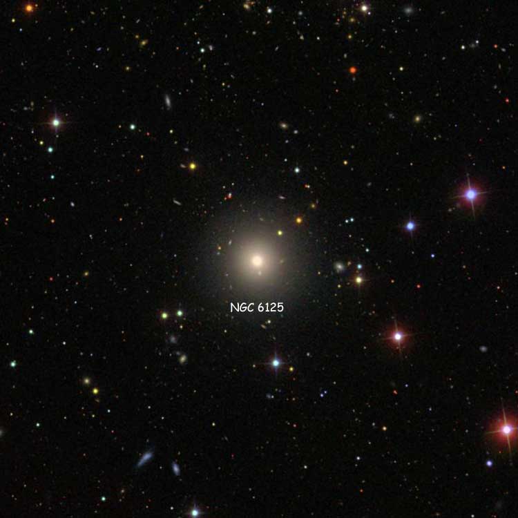 SDSS image of region near elliptical galaxy NGC 6125