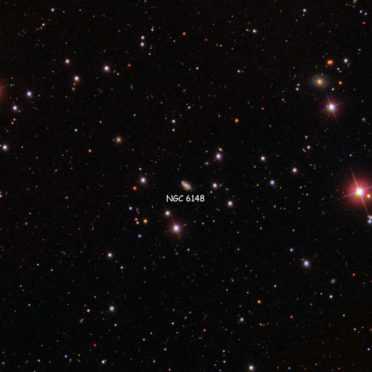 SDSS image of region near spiral galaxy NGC 6148