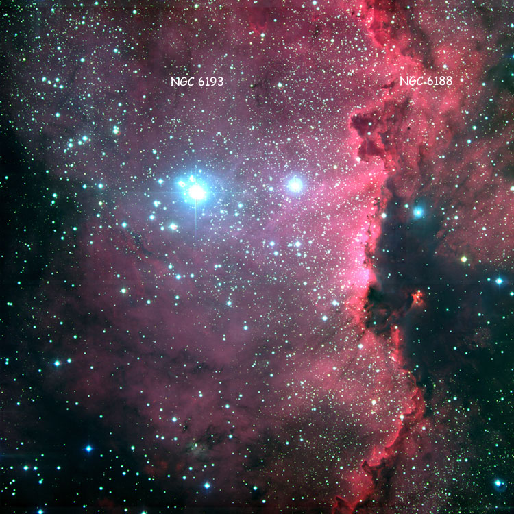 ESO image of nebula NGC 6188 and open cluster 6193