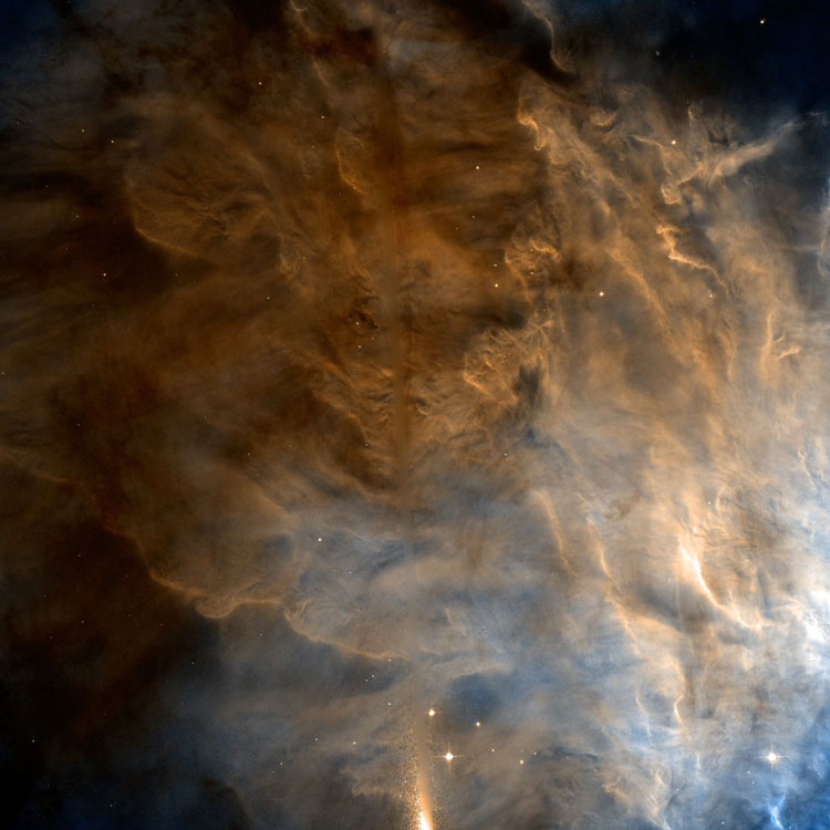 HST image of waves of interstellar gas and dust in the Lagoon Nebula