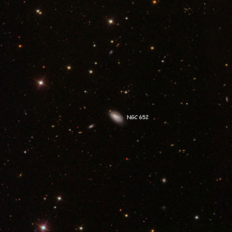 SDSS image of region near spiral galaxy NGC 652
