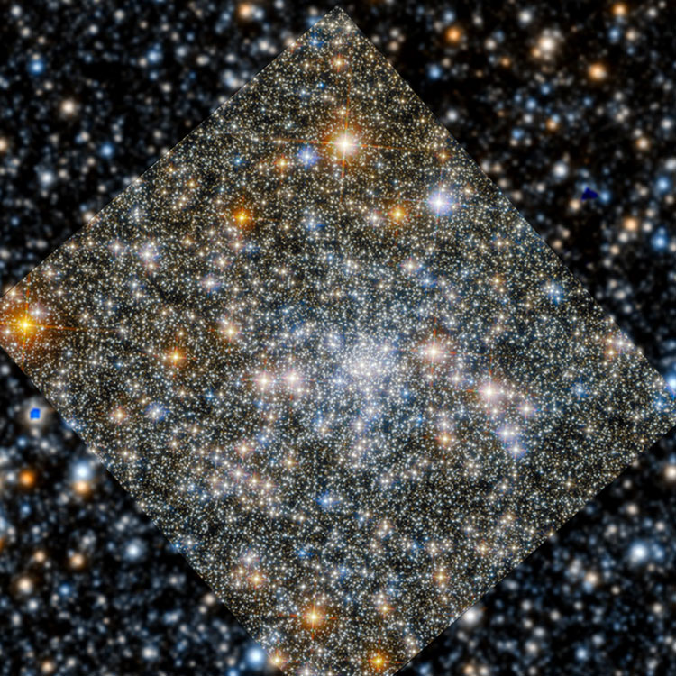 HST image of globular cluster NGC 6540 overlaid on a PanSTARRS image of the cluster