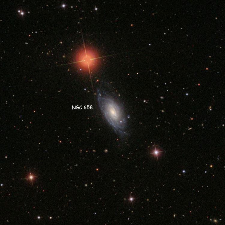 SDSS image of region near spiral galaxy NGC 658