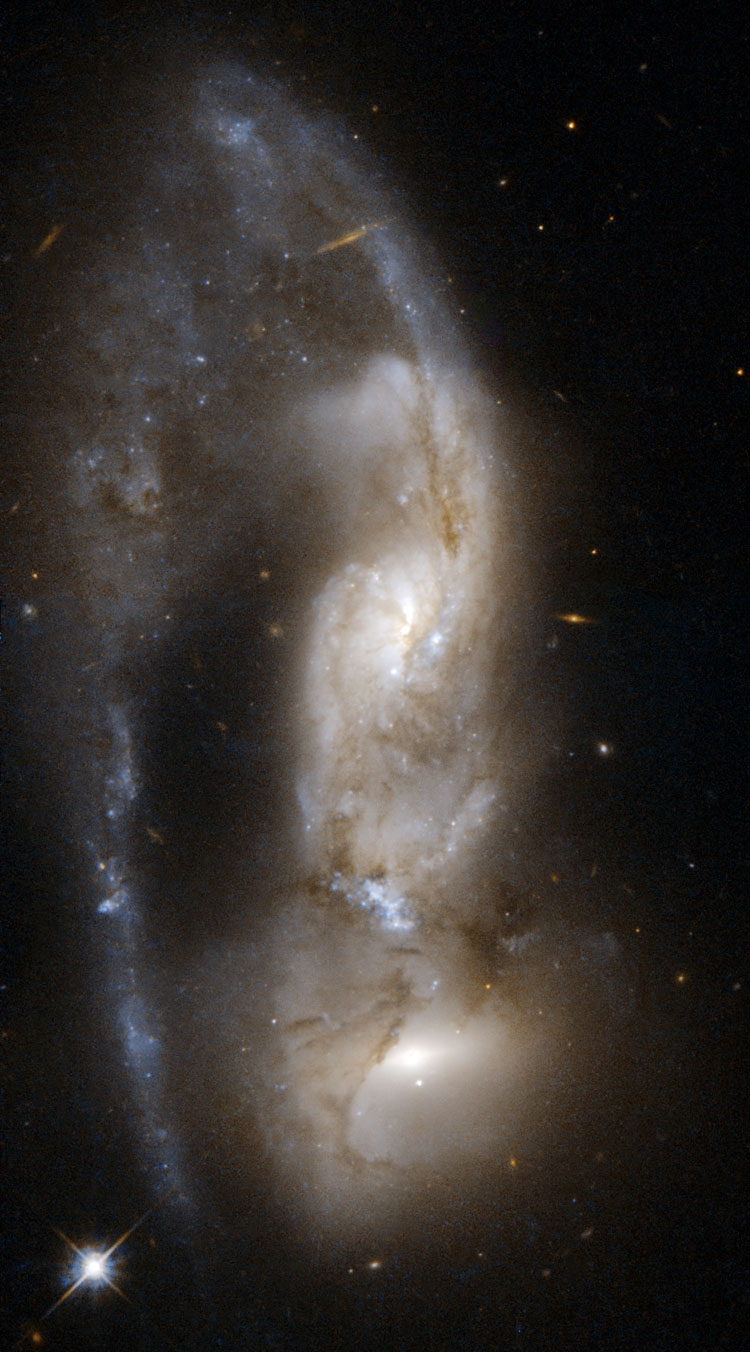 HST image of interacting spiral galaxies NGC 6621 and 6622, also known as Arp 81