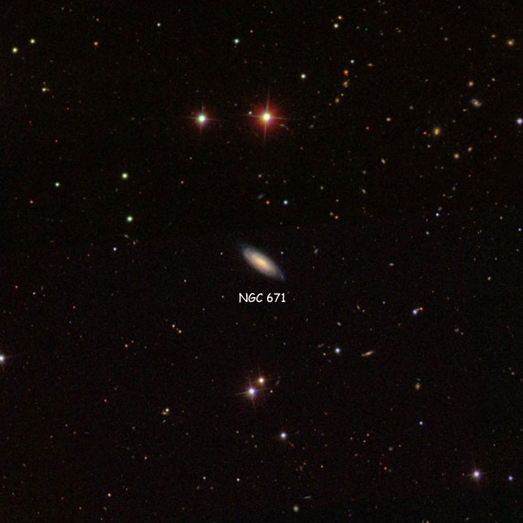 SDSS image of region near spiral galaxy NGC 671