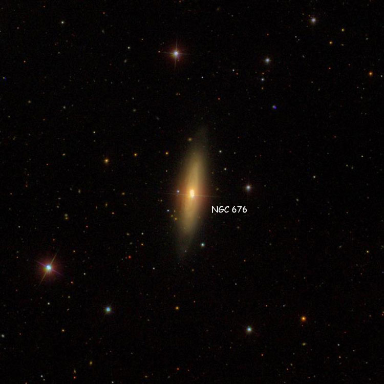 SDSS image of region near spiral galaxy NGC 676
