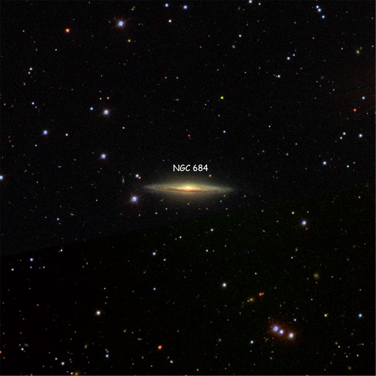 SDSS image of region near spiral galaxy NGC 684