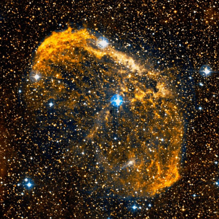 DSS image of emission nebula NGC 6888, the Crescent Nebula