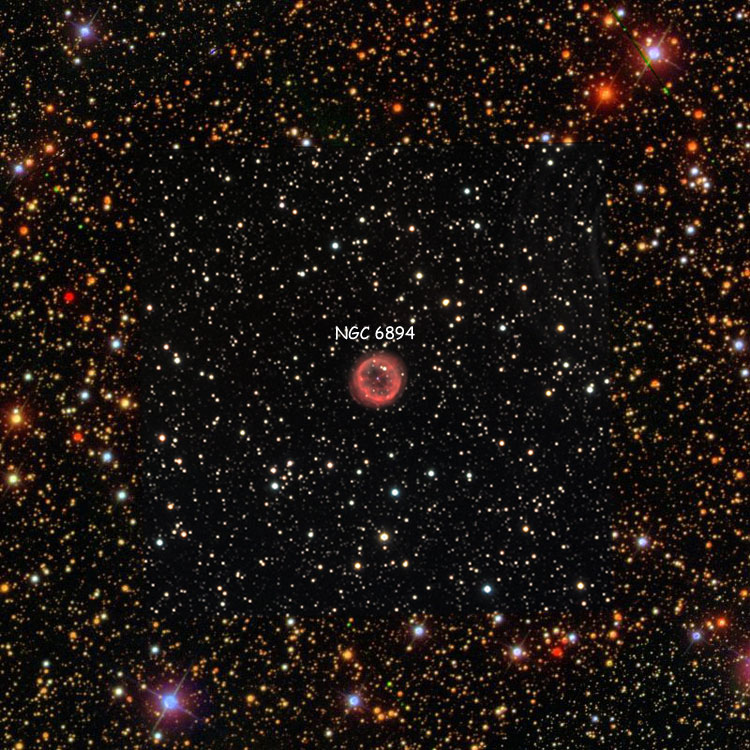 NOAO view of region near planetary nebula NGC 6894, overlaid on SDSS image of the region not covered by the NOAO image