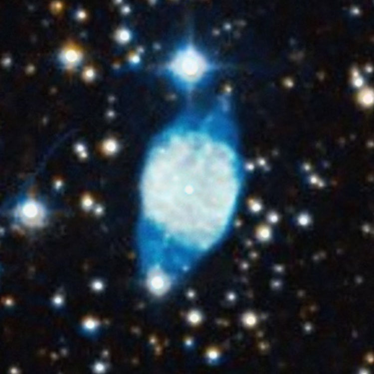 Superposition of an NOAO image of planetary nebula NGC 6905 on a DSS image to show the nebula's outer halo