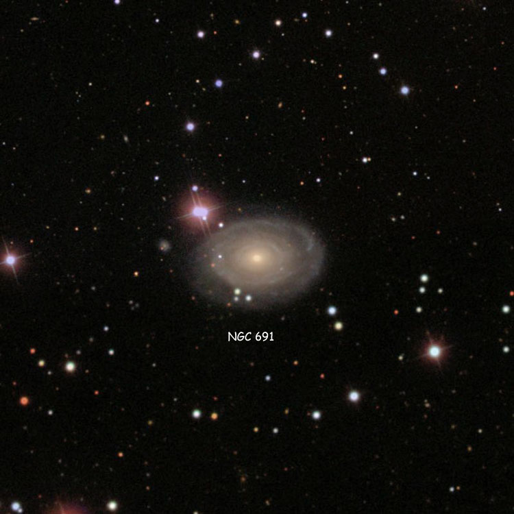 SDSS image of region near spiral galaxy NGC 691