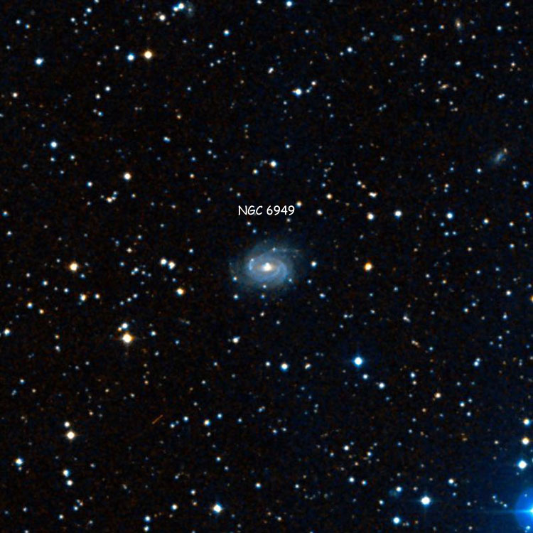 DSS image of region near spiral galaxy NGC 6949