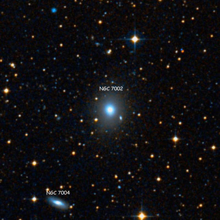 DSS image of region near elliptical galaxy NGC 7002, also showing NGC 7004