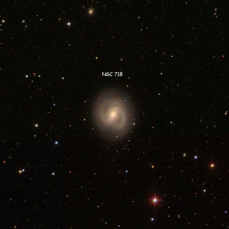 SDSS image of region near spiral galaxy NGC 718