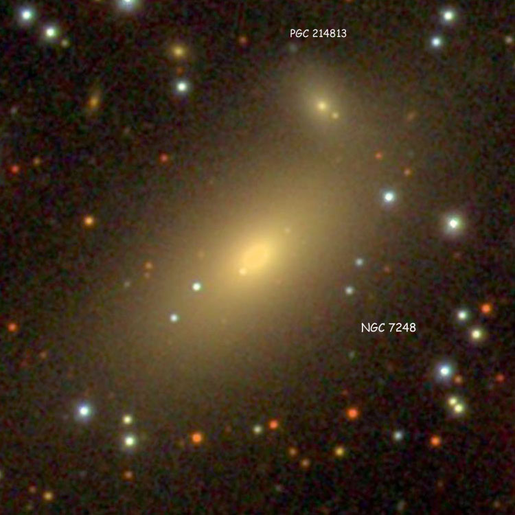 SDSS image of lenticular galaxy NGC 7248, also showing PGC 214813