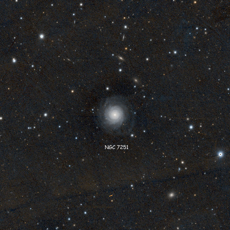 PanSTARRS image of region near spiral galaxy NGC 7251