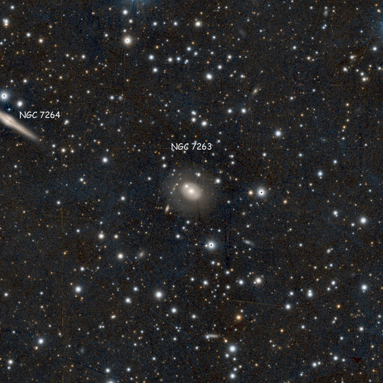 DSS image of region near lenticular galaxy NGC 7263, also showing part of NGC 7264