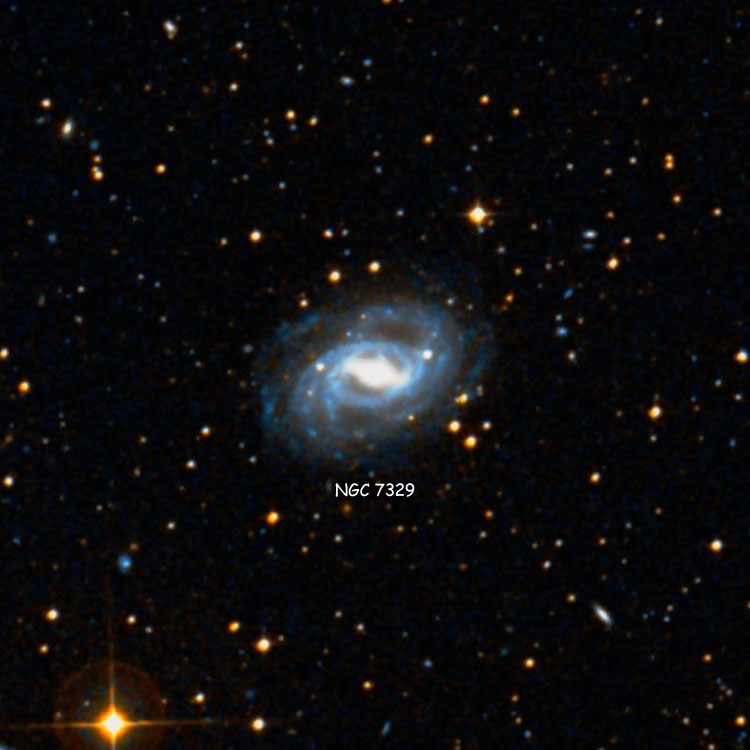 DSS image of region near spiral galaxy NGC 7329