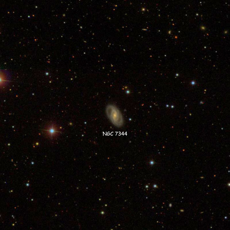 SDSS image of region near spiral galaxy NGC 7344