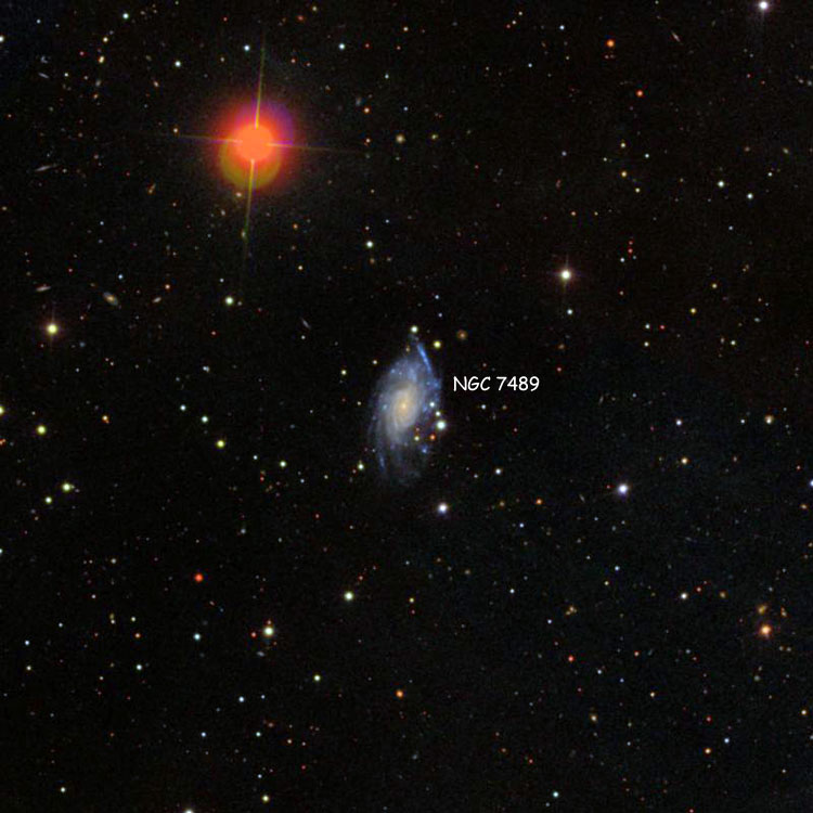 SDSS image of region near spiral galaxy NGC 7489
