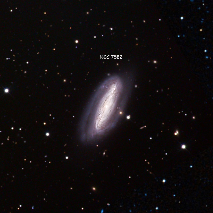 Observatorio Antilhue image of region near spiral galaxy NGC 7582, a member of the Grus Quartet