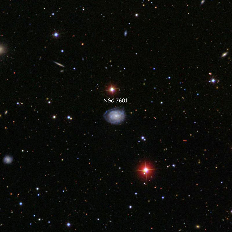 SDSS image of region near spiral galaxy NGC 7601
