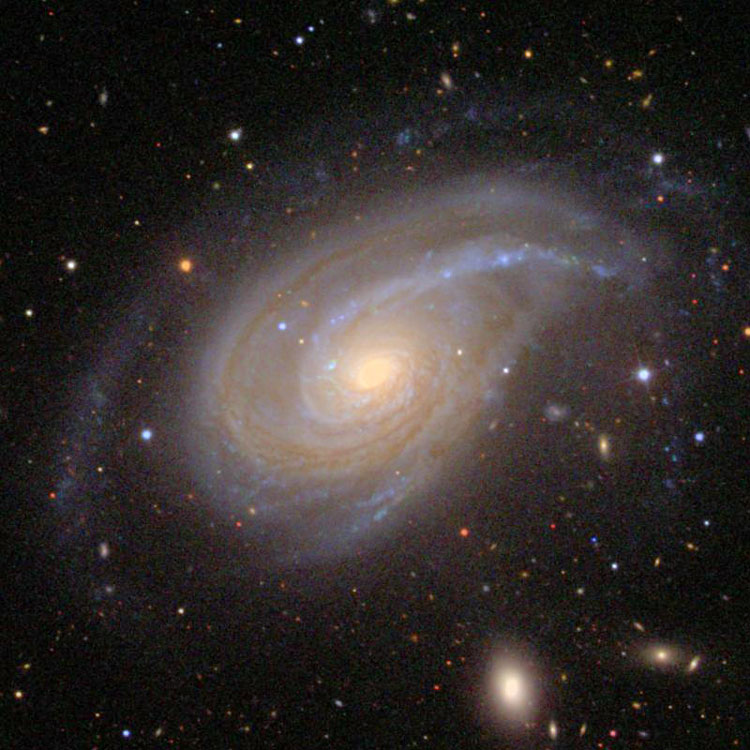 SDSS image of spiral galaxy NGC 772 and its companion NGC 770, which are collectively known as Arp 78, digitally enhanced to show fainter features
