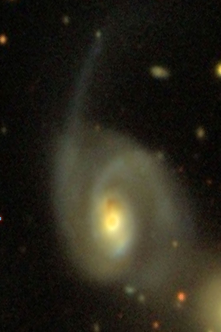 SDSS image of spiral galaxy NGC 7806, also showing part of NGC 7805