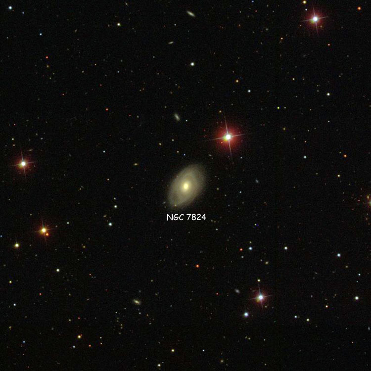 SDSS image of region near spiral galaxy NGC 7824