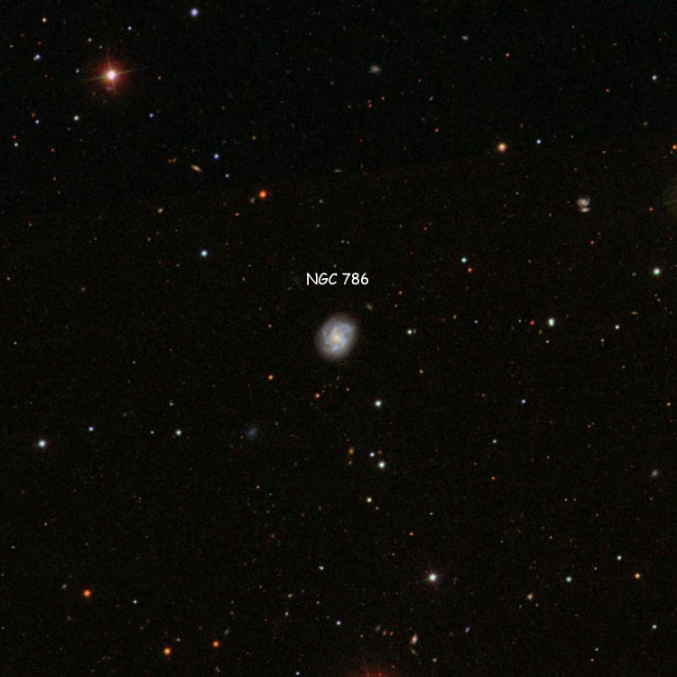SDSS image of region near spiral galaxy NGC 786