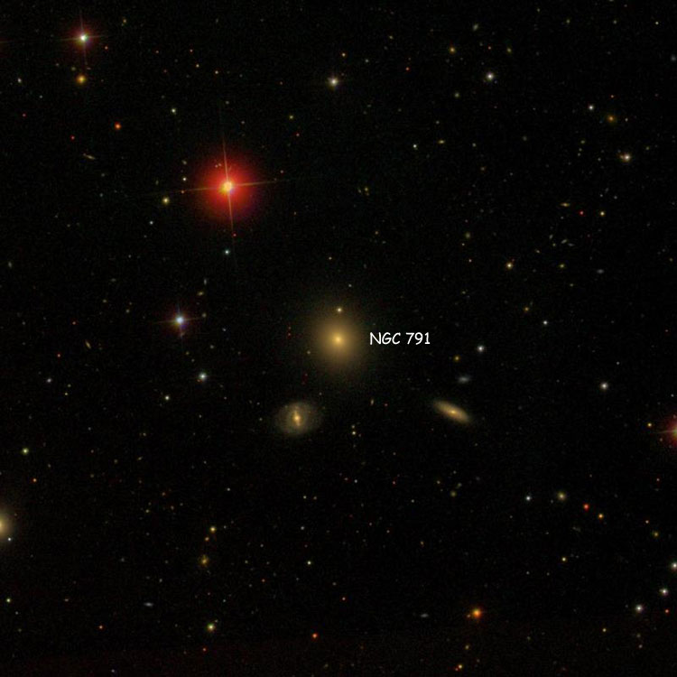 SDSS image of region near elliptical galaxy NGC 791