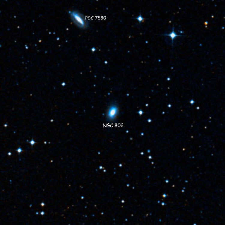 DSS image of region near lenticular galaxy NGC 802, also showing PGC 7530
