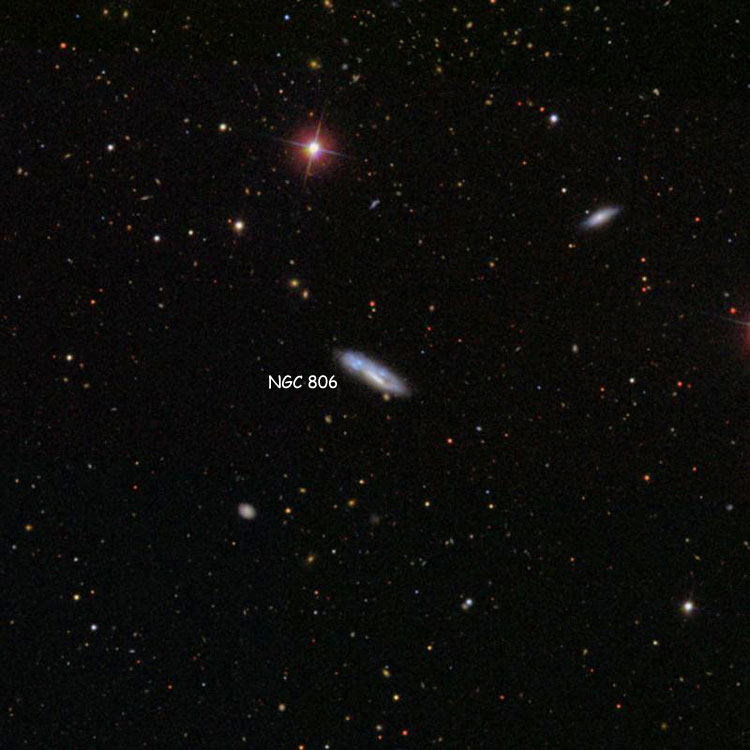 SDSS image of region near colliding galaxy pair NGC 806