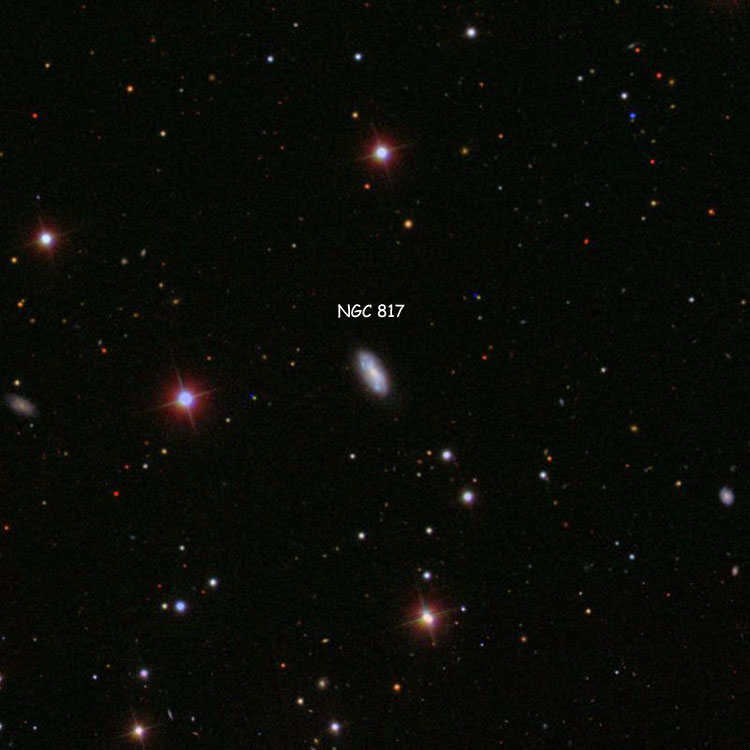 SDSS image of region near spiral galaxy NGC 817