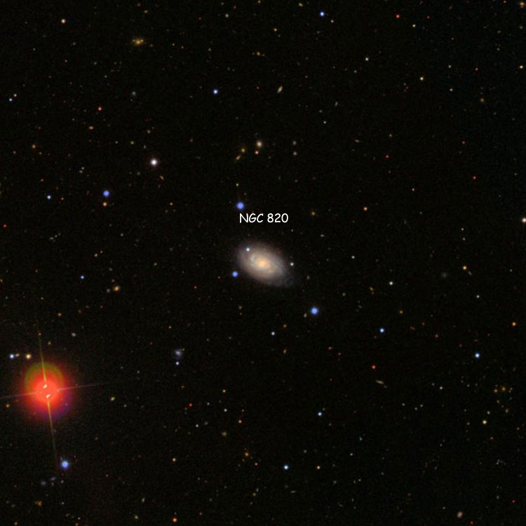SDSS image of region near spiral galaxy NGC 820