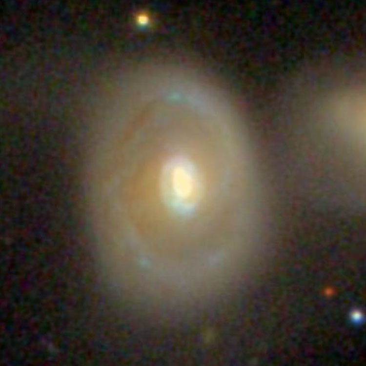 SDSS image of spiral galaxy NGC 835 and part of NGC 833, which are part of Arp 318, also known as Hickson Compact Group 16