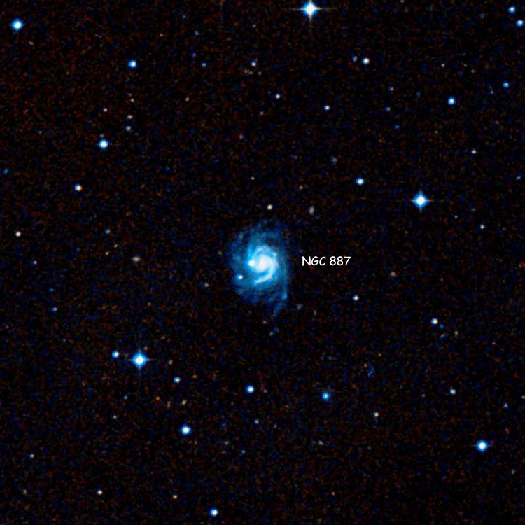 DSS image of region near spiral galaxy NGC 887