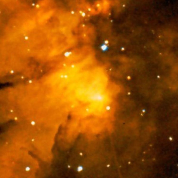 DSS image of region near the emission nebula NGC 896, which is part of IC 1795, which is itself part of the Heart Nebula