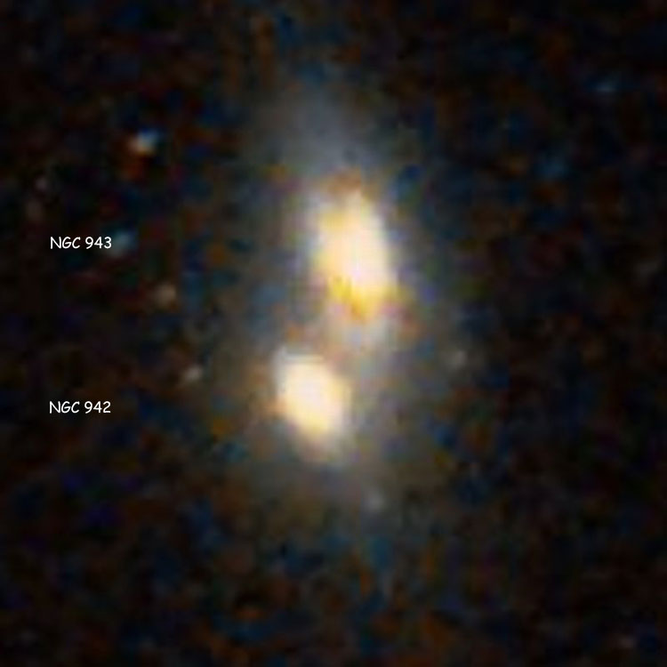DSS image of lenticular galaxies NGC 942 and 943, which comprise Arp 309