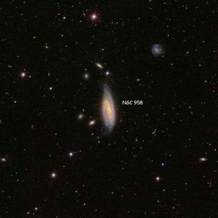 SDSS image of region near spiral galaxy NGC 958