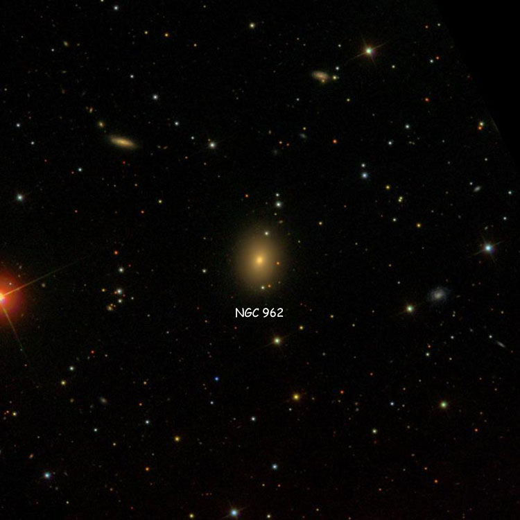SDSS image of region near elliptical galaxy NGC 962