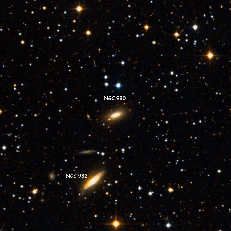 DSS image of region near lenticular galaxy NGC 980, also showing NGC 982