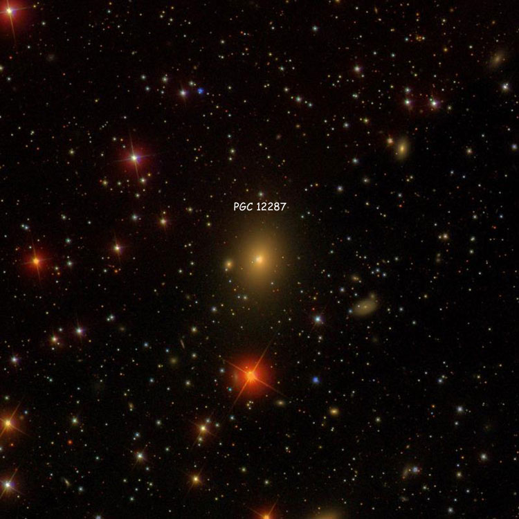 SDSS image of region near elliptical galaxy PGC 12287, which has long been misidentified as NGC 1265