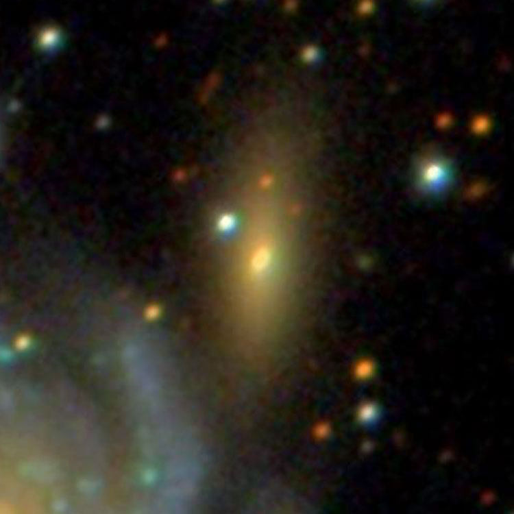 SDSS image of lenticular galaxy PGC 214803 and part of its larger neighbor, NGC 7223